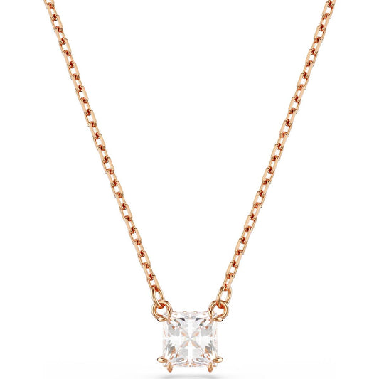 Stilla pendant, Square cut, White, Rose gold-tone plated