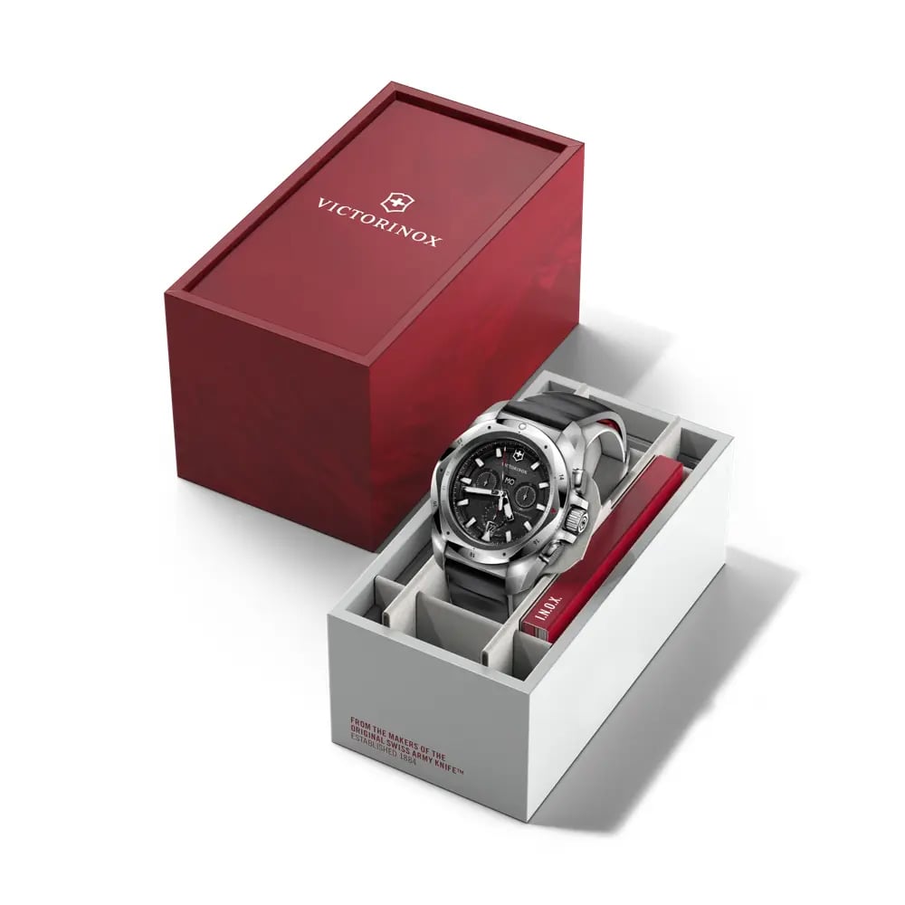 Victorinox watch in a branded box on a white background