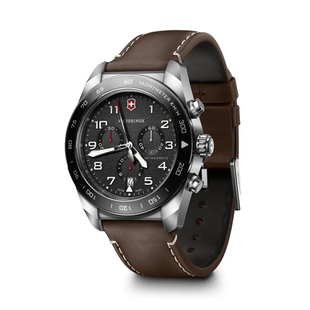 Swiss Army Chrono 42, SIR, BLK dial, BRN leather strap 242046