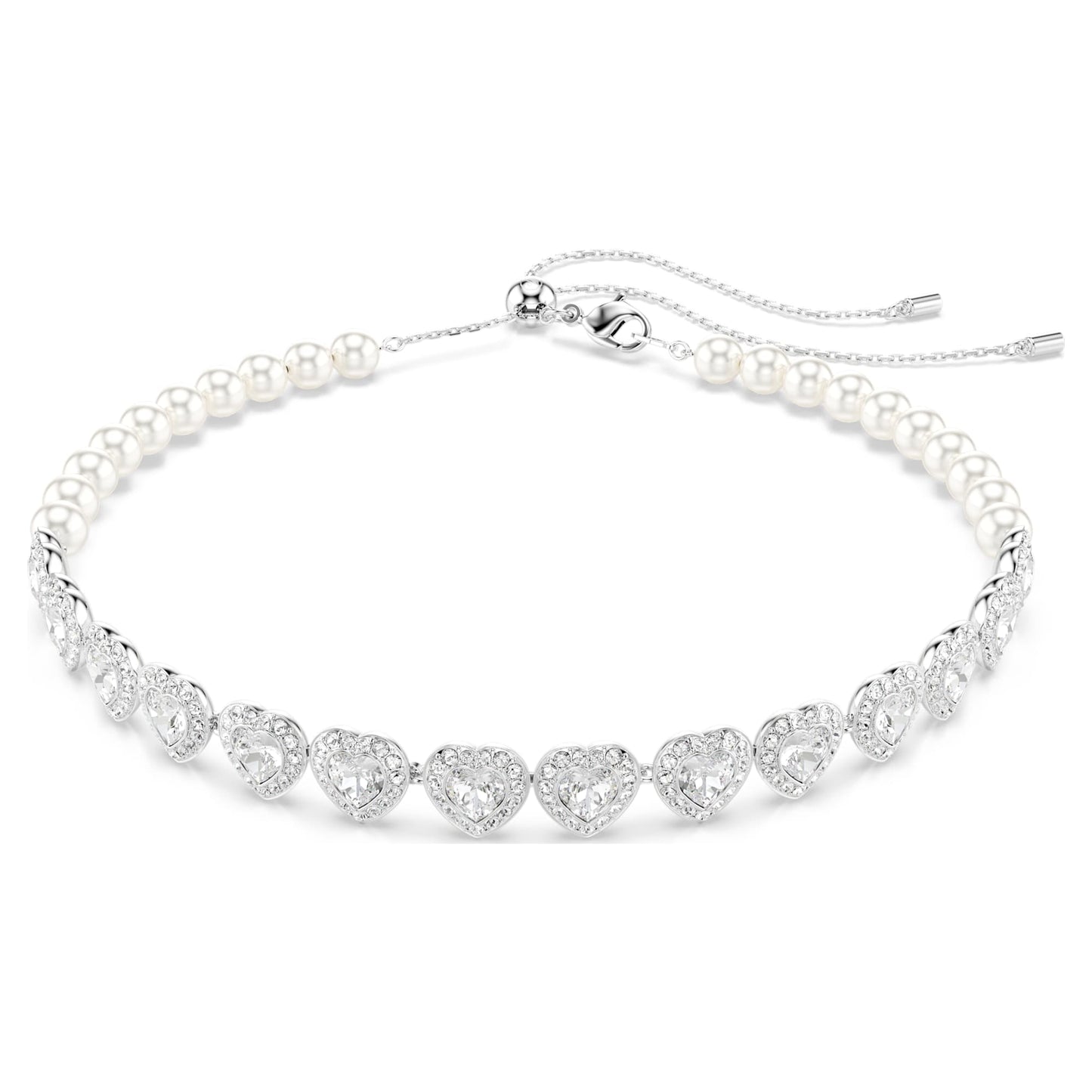 Ariana Grande x Swarovski Tennis choker Mixed cuts, Heart, White, Rhodium plated 
