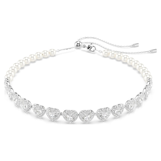 Ariana Grande x Swarovski Tennis choker Mixed cuts, Heart, White, Rhodium plated 