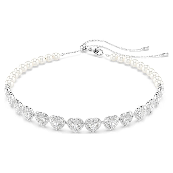 Ariana Grande x Swarovski Tennis choker Mixed cuts, Heart, White, Rhodium plated 5720861