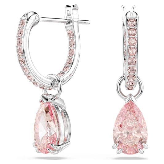 Attract drop earrings Pear cut, Rhodium plated pink