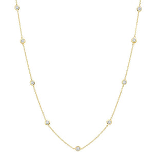16" Station Bezel Necklace in Gold