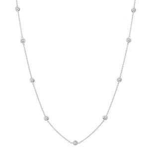 16" Station Bezel Necklace in Platinum