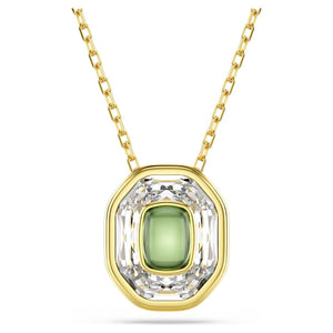 Chroma pendant Octagon cut, Green, Gold-tone plated 5705580
