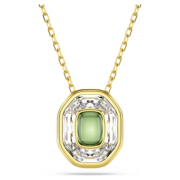 Chroma pendant Octagon cut, Green, Gold-tone plated 5705580