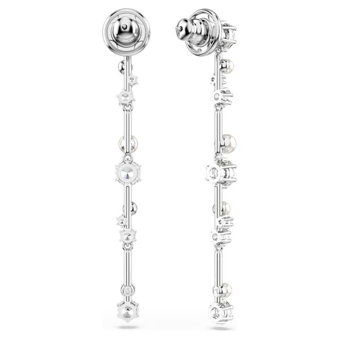 Constella drop earrings Crystal pearl, Round cuts, White, Rhodium plated 5705614