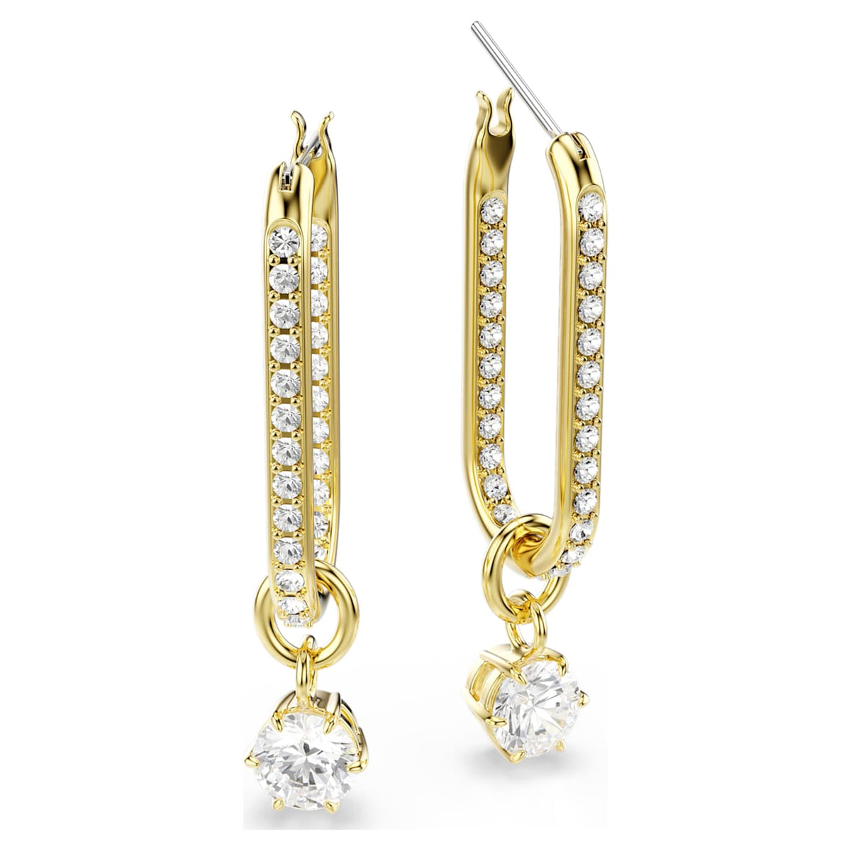 Constella drop earrings Round cut, White, Gold-tone plated 5728587