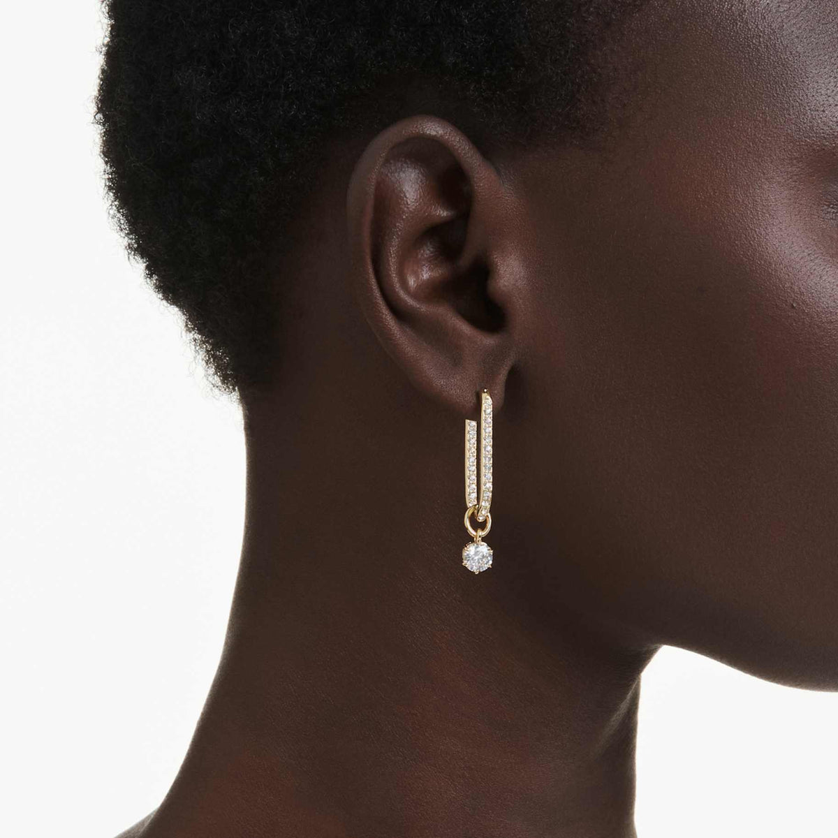 Constella drop earrings Round cut, White, Gold-tone plated 5728587
