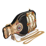 Vintage Wine Beaded Champagne Bottle Crossbody Handbag