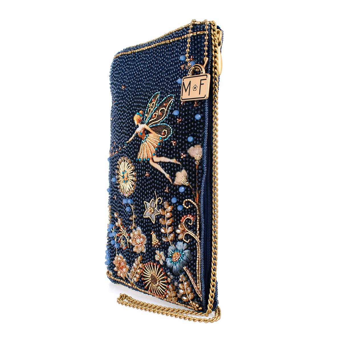 Decorative phone case with fairy and floral designs on a white background