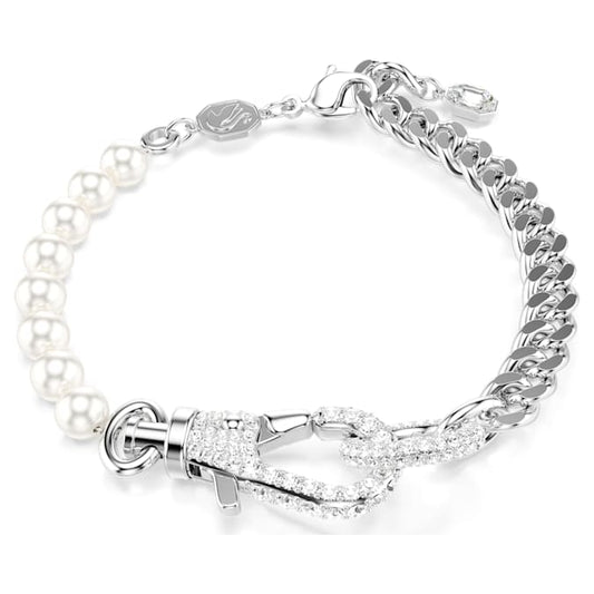 Dextera bracelet Pavé, Crystal pearl, White, Rhodium plated 5696256