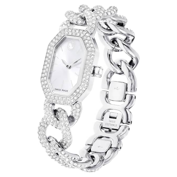 A silver tone Swarovski watch