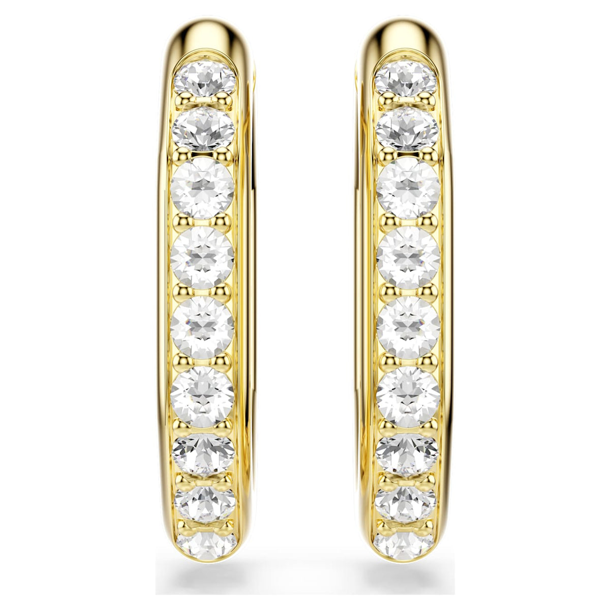 Dextera hoop earrings Octagon shape, Round cut, Medium, White, 18K gold finish