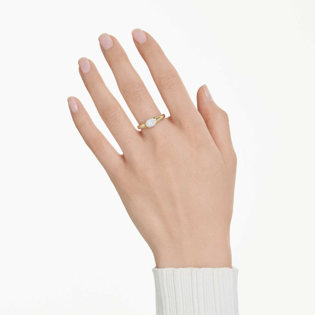 Swarovski Dextera Ring, White Crystals, 18K Gold Finish