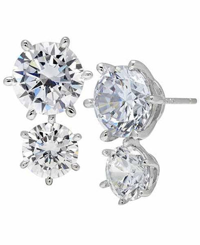 A pair of stud earrings with two brilliant cut cubic zirconia stones