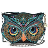 Head Turner Beaded Owl Head Crossbody Handbag