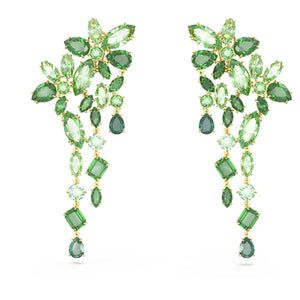 Gema drop earrings Mixed cuts, Green, Gold-tone plated 5652801