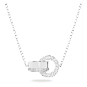 Hollow pendant Interlocking loop, White, Rhodium plated 5636497