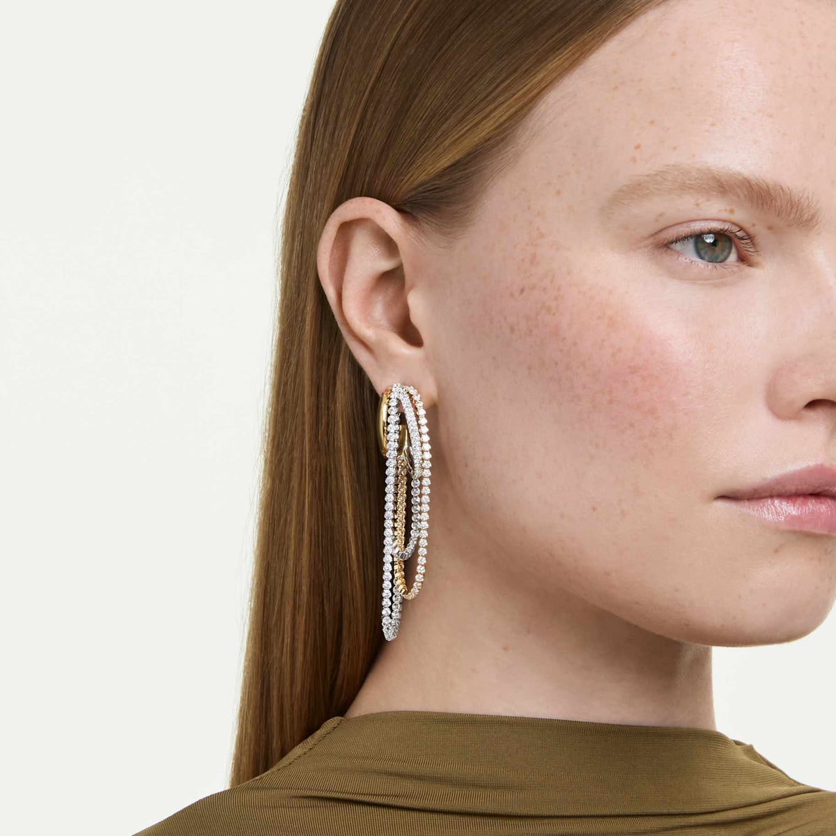 Swarovski Hyperbola Layered Earrings, White, Mixed Metal Finish 5749368