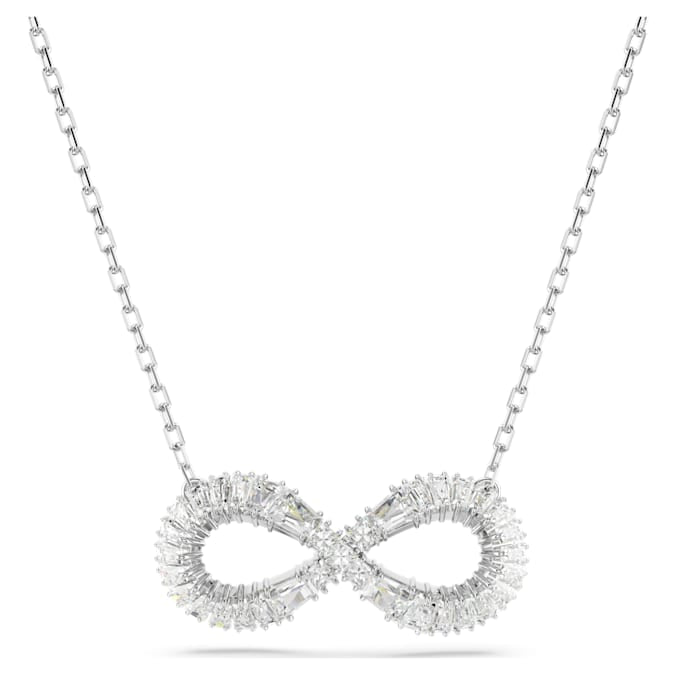 Hyperbola pendant Infinity, White, Rhodium plated