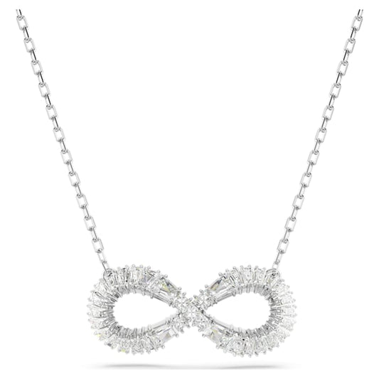 Hyperbola pendant Infinity, White, Rhodium plated