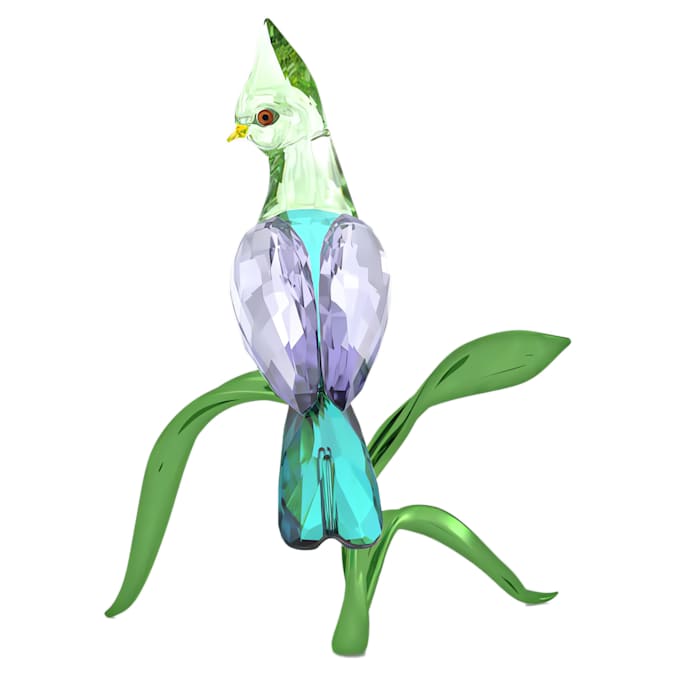 A Swarovski crystal figurine of a green turaco 