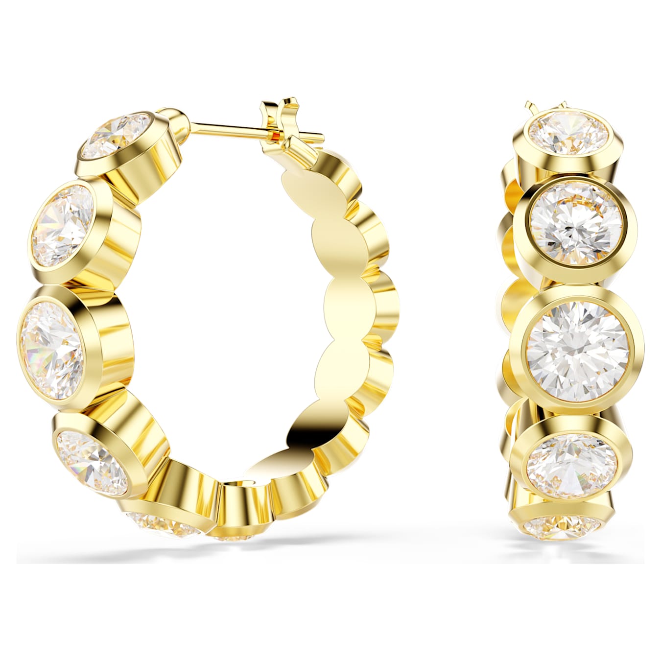 Imber hoop earrings Round cut, White, Gold-tone plated 5711483