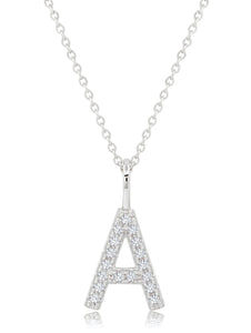 Initial Pendant Necklace Charm Letter B Finished in Pure Platinum 9012179N16CZ-A