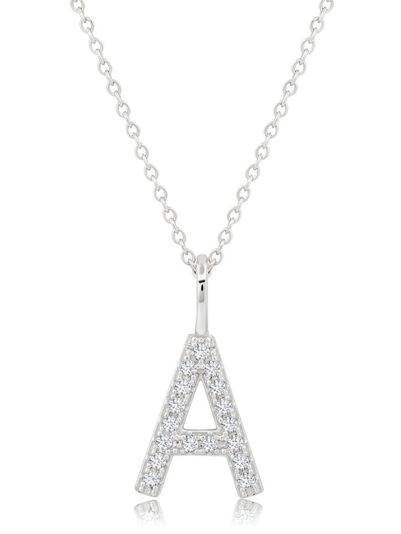 Initial Pendant Necklace Charm Letter B Finished in Pure Platinum 9012179N16CZ-A