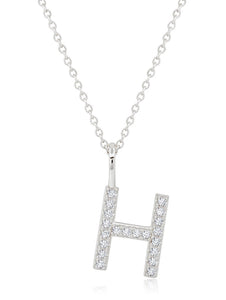 Initial Pendant Necklace Charm Letter H Finished in Pure Platinum 9012179N16CZ-H