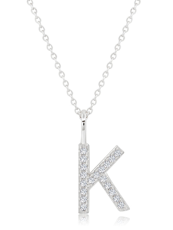 Silver pendant K initial crafted in .925 silver