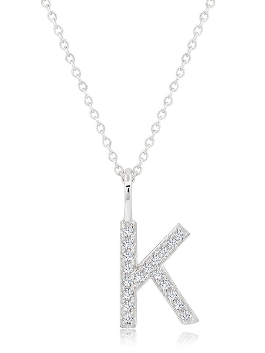 Silver pendant K initial crafted in .925 silver