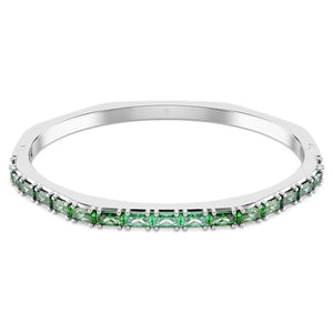 Matrix bangle Baguette cut, Green, Rhodium plated 5720498