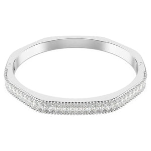 Matrix bangle Baguette cut, White, Rhodium plated 5705784