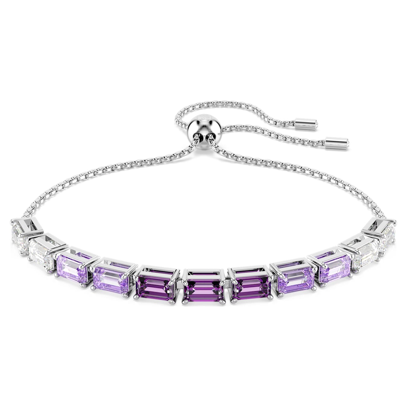 Matrix bracelet Baguette cut, Purple, Rhodium plated 5707199