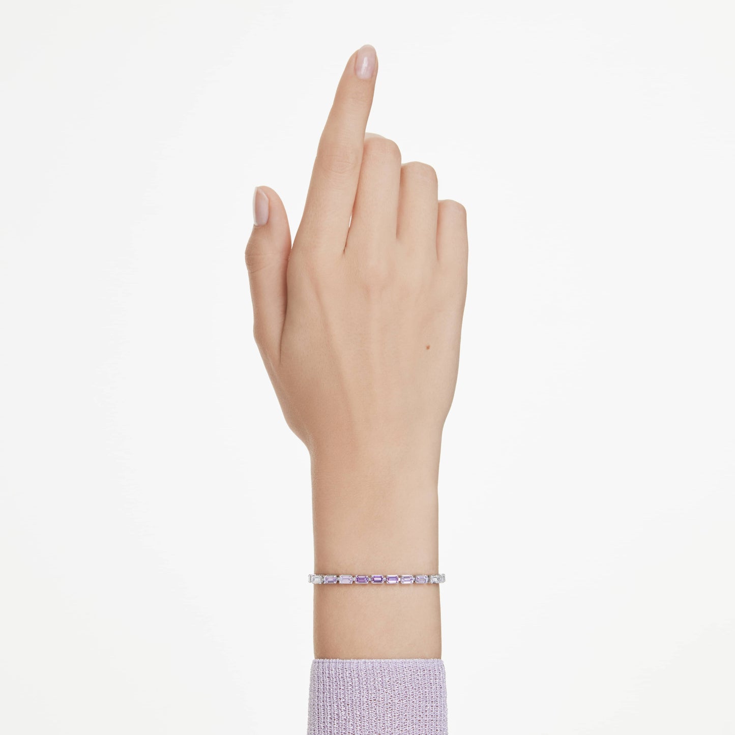 Matrix bracelet Baguette cut, Purple, Rhodium plated 5707199