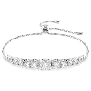 Matrix bracelet Gradient of round cuts, White, Rhodium plated 5690677