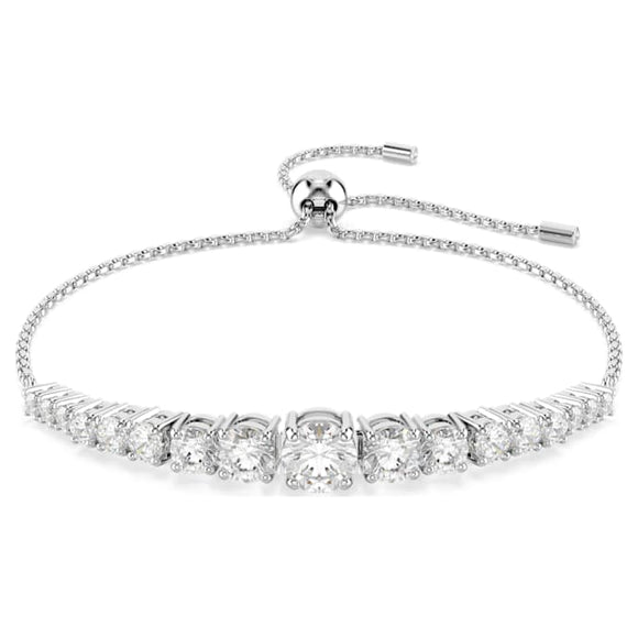 Matrix bracelet Gradient of round cuts, White, Rhodium plated 5690677