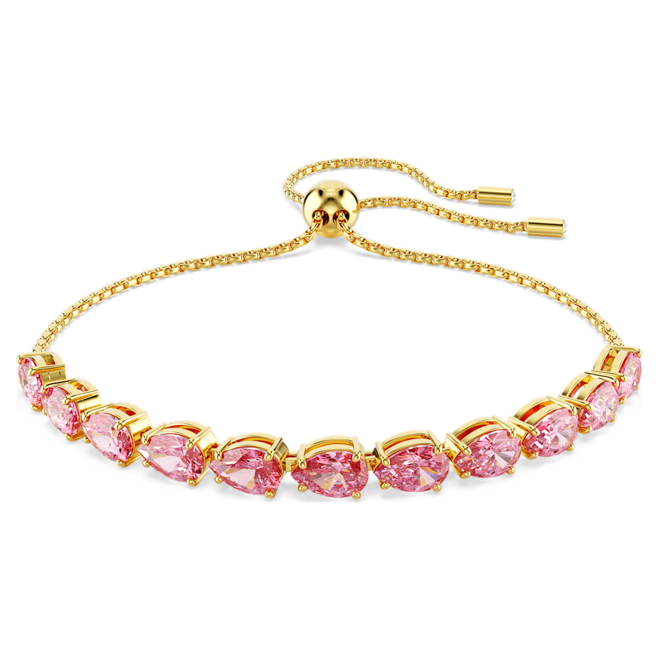 Matrix bracelet Pear cut, Pink, Gold-tone plated 5707187