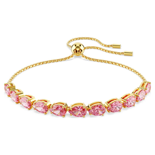 Matrix bracelet Pear cut, Pink, Gold-tone plated 5707187