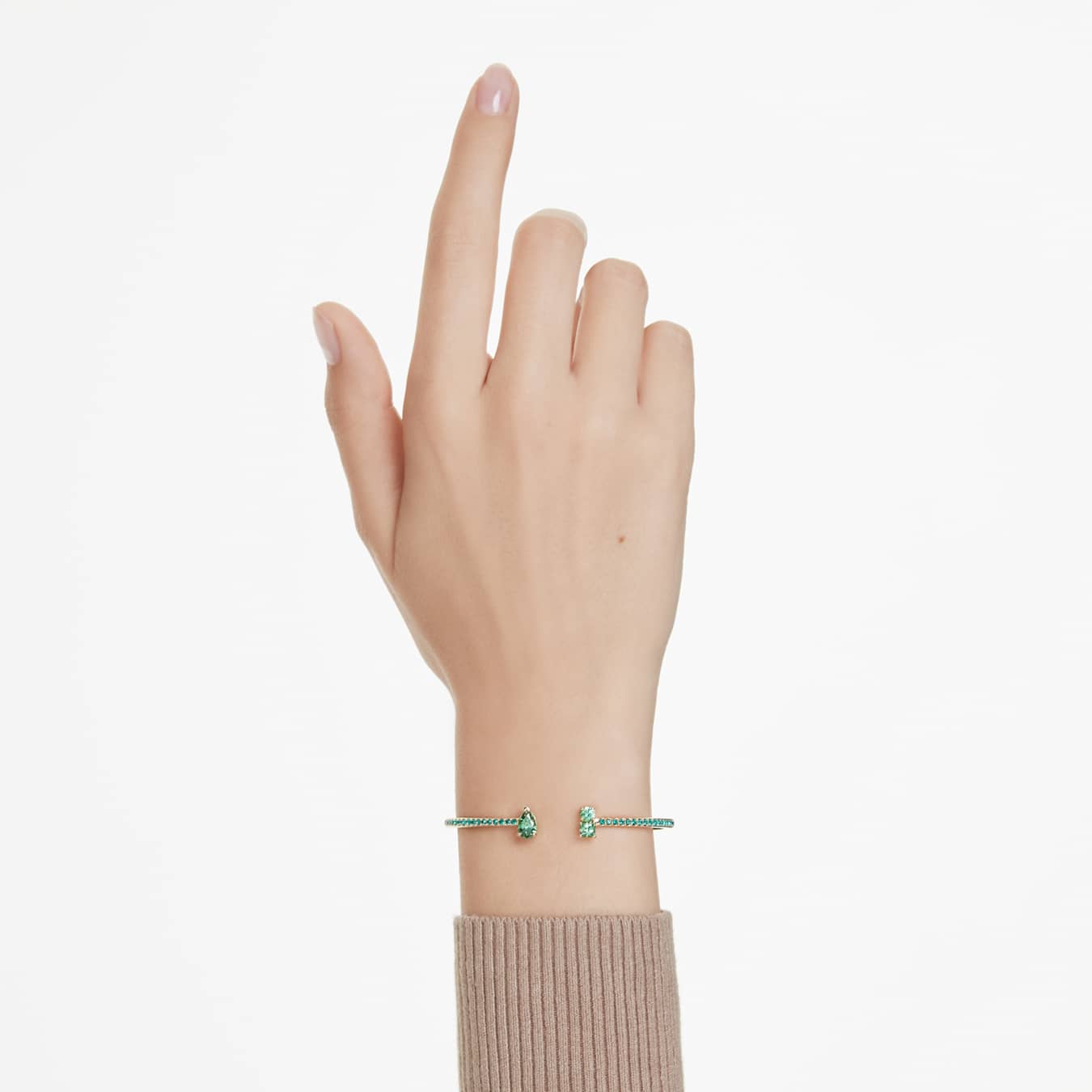 Matrix cuff Mixed cuts, Green, Gold-tone plated 5723576