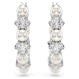 Matrix drop earrings Crystal pearl, Round cut, White, Rhodium plated 5709256