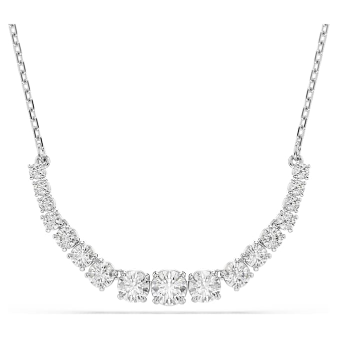 Radiant Matrix necklace. The rhodium plated design features a delicate chain, adorned in a gradient of round-cut Swarovski Zirconia.