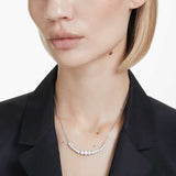 Matrix necklace Gradient of round cuts, White, Rhodium plated 5705396