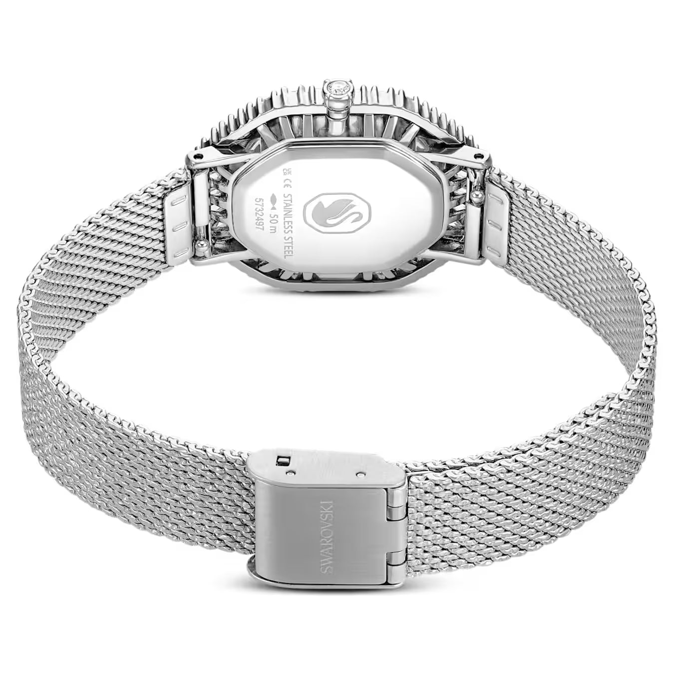 Matrix octagon watch Metal bracelet, Silver tone, Stainless steel on white background