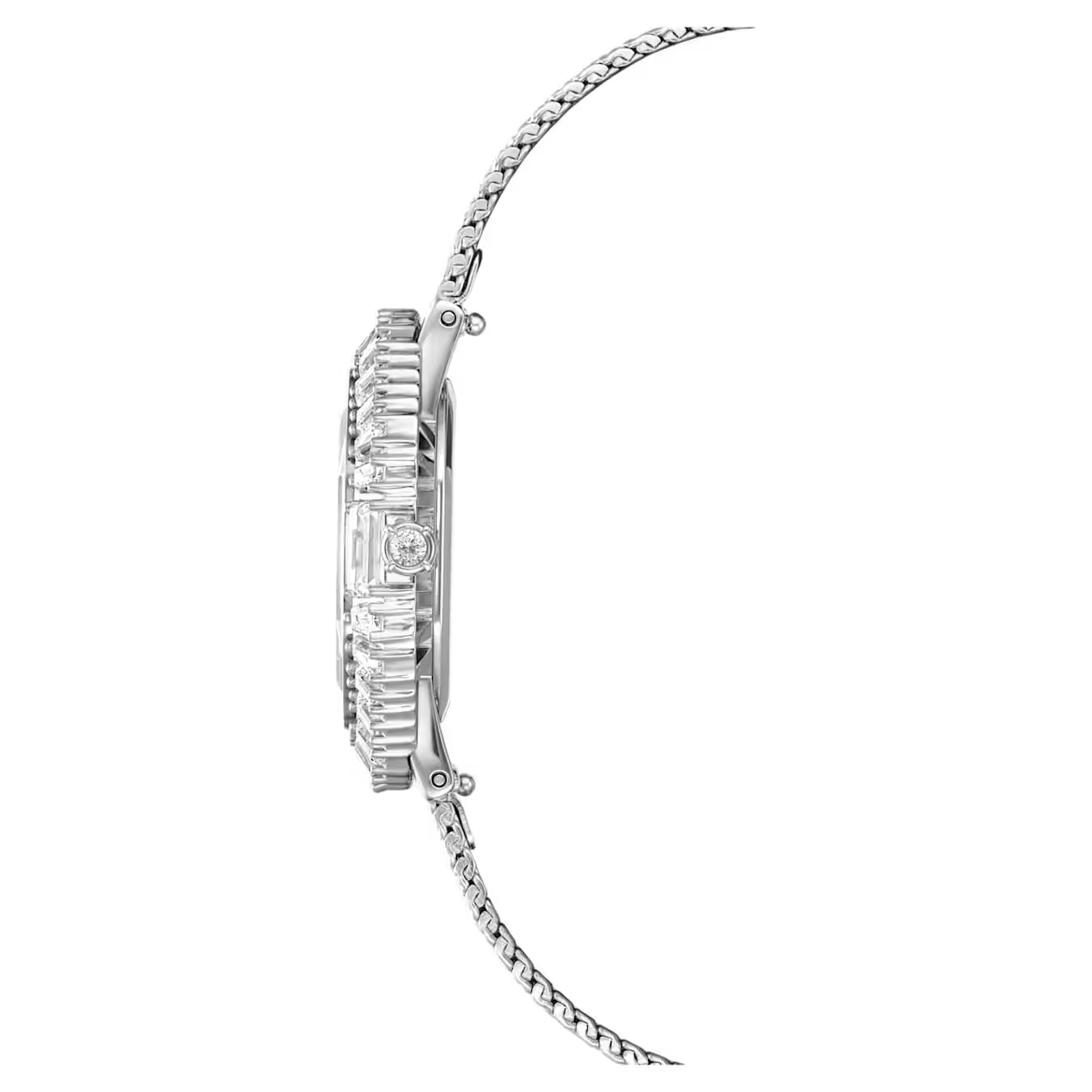 Silver bracelet with chain on a white background