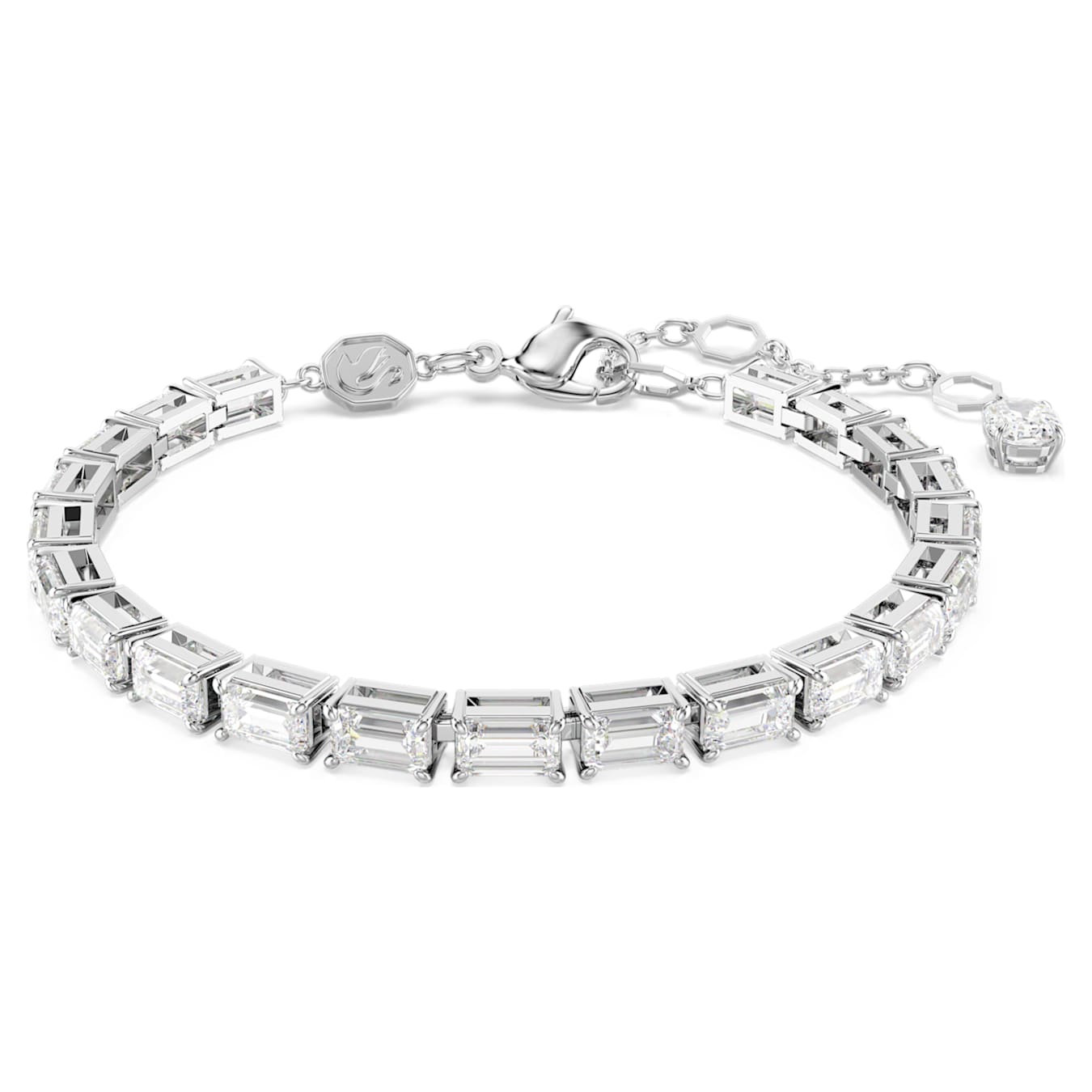 Matrix Tennis bracelet Baguette cut, White, Rhodium plated 5707200