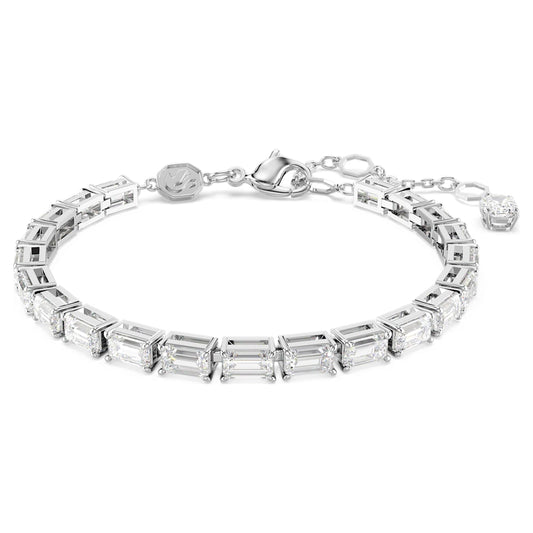 Matrix Tennis bracelet Baguette cut, White, Rhodium plated 5707200